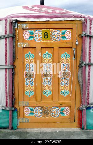 Traditionelles Haus. Tür. Elsen. Mongolei Stockfoto