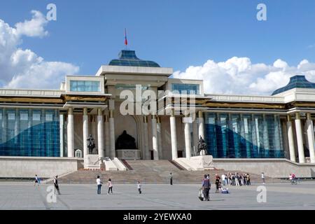 Parlamentsgebäude und Regierungsgebäude. Sukhbaatar-Platz. Ulaan Baatar. Mongolei Stockfoto