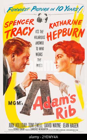 Adam's Rib - Vintage-Filmplakat für die amerikanische Veröffentlichung des Films 1949 mit Spencer Tracy und Katharine Hepburn - Komödie Stockfoto
