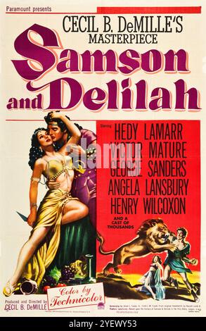 Filmposter des Cecil B. DeMille-Films Samson and Delilah (1949): Hedy Lamarr, Victor Mature, George Sanders, Angela Lansbury, Henry Wilcoxon Stockfoto