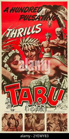 Vintage-Filmplakat für die Wiederveröffentlichung des 1931 Films Tabu - A Story of the South Seas aus dem Jahr 1949 in den USA Stockfoto