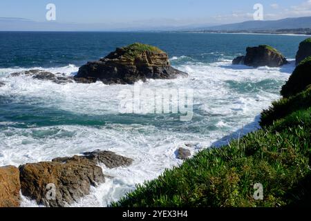 Ein Küstenspaziergang in der Stadt Foz an der Nordküste Galiciens Stockfoto