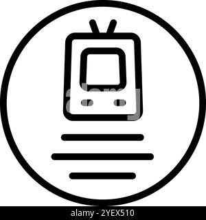 Schienenverkehrskontursymbole, entwickelt für verschiedene verkehrsbezogene Designprojekte. Isolierte Vektordarstellung. Stock Vektor