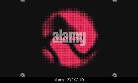 Abstrakter Vektor, gerissene rote Halbton-verzerrte Kugel. Gepunktete Textur-Element. Punktfehler Stock Vektor