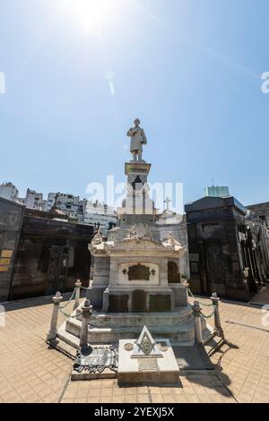 Buenos Aires, Argentinien - 31. Januar 2024 - Blick auf das weltberühmte Wahrzeichen, den Friedhof La Recoleta, mit historischen monumentalen Gräbern mit Skulpturen und A Stockfoto