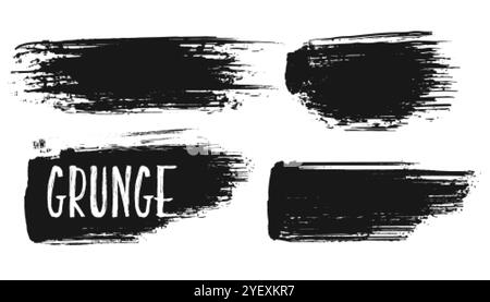 Vier handbemalte Grunge Pinselstriche Stock Vektor
