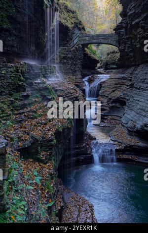 Watkins Glen State Park in New York Rainbow Falls Stockfoto