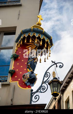 Madonna Eckstatue in Antwerpen, Belgien. Stockfoto