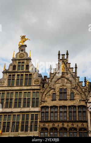 Flämische Renaissance Archer's Guild Halls am Grote Markt in Antwerpen, Belgien. Stockfoto