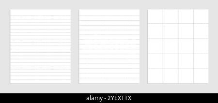 Realistische leere gepunktete Linien Papierbogen Set Stock Vektor