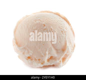 Löffel leckeres Eis isoliert auf weiß Stockfoto