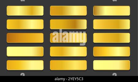 Gelb Gold Gradienten metallischen Gradienten Set Design Stock Vektor