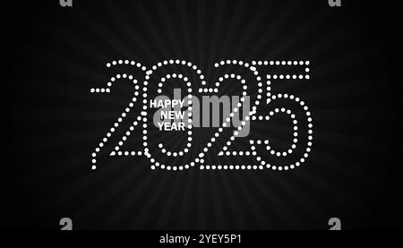 Kreatives Design für 2025 Happy New Year Celebration mit schwarzem Hintergrund. Stock Vektor