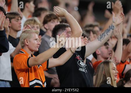 Brisbane, Australien. November 2024. Brisbane, Australien, 1. November 2024: Fans von Brisbane werden während des Isuzu Ute A League-Spiels zwischen Brisbane Roar und Sydney FC im Suncorp Stadium in Brisbane, Australien gesehen Matthew Starling (Promediapix/SPP) Credit: SPP Sport Press Photo. /Alamy Live News Stockfoto