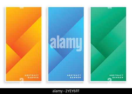 Stilvolle moderne abstrakte Banner Set von drei Stock Vektor