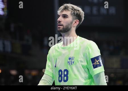 Nantes, Frankreich. 31. Oktober 2024. Petar Cikusa vom FC Barcelona während des Handballspiels der EHF Champions League, Gruppenphase zwischen HBC Nantes und FC Barcelona am 31. Oktober 2024 in der H Arena in Nantes, Frankreich - Foto Laurent Lairys/DPPI Credit: DPPI Media/Alamy Live News Stockfoto