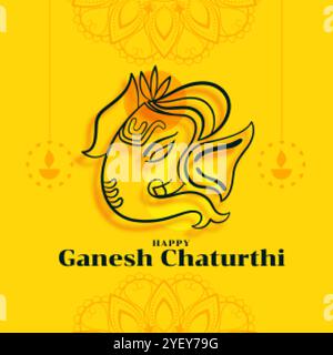 Happy ganesh chaturthi Festivalkarte in gelber Farbe Stock Vektor