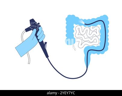 Konzeptuelle Darstellung eines Koloskopieverfahrens. Dies ist eine Untersuchung der Innenseite Ihres Dickdarms, einschließlich des Kolons, des Rektums und des Anus. Es kann verwendet werden, um mögliche Ursachen für Bauchschmerzen, rektale Blutungen, chronischen Durchfall und andere gastrointestinale Probleme zu untersuchen. Es wird auch verwendet, um nach möglichen Anzeichen von Darmkrebs oder Polypen zu suchen. Stockfoto
