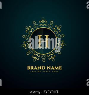 Luxus Buchstabe H oranmental goldenes Logo Konzept Design Stock Vektor