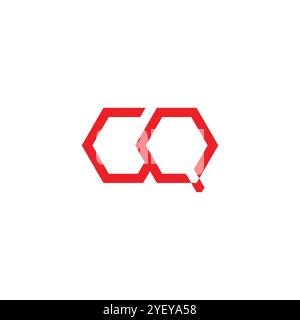 Buchstaben cq sechseckiger einfacher geometrischer Logo-Vektor Stock Vektor