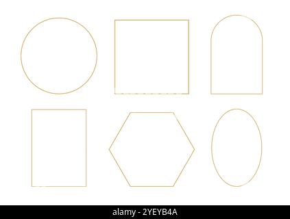 Einfache abstrakte goldene Rahmen. Goldene Borten für Hochzeitseinladungselemente, Kartendekoration. Vektorabbildung Stock Vektor