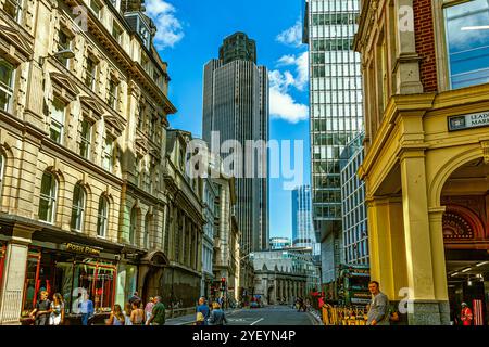 Stadtbild der City of London, Leadenhall Market, Tower 42 und Gracechurch St. London, England, Europa Stockfoto