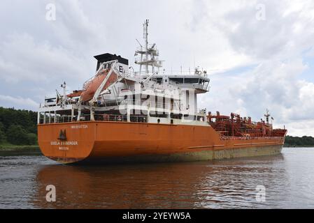 Tankschiff Gisela Essberger Segeln im Kieler Kanal, Kieler Kanal, NOK, Schleswig-Holstein, Deutschland, Europa Stockfoto