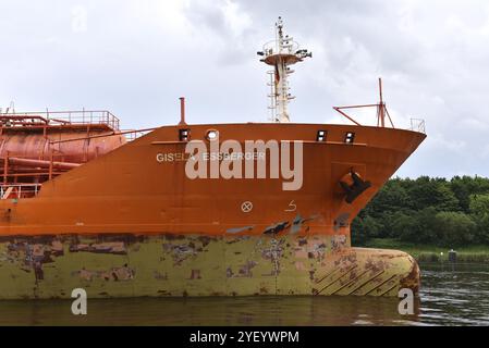 Tankschiff Gisela Essberger Segeln im Kieler Kanal, Kieler Kanal, NOK, Schleswig-Holstein, Deutschland, Europa Stockfoto