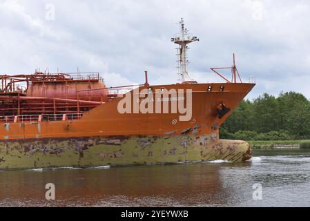 Tankschiff Gisela Essberger Segeln im Kieler Kanal, Kieler Kanal, NOK, Schleswig-Holstein, Deutschland, Europa Stockfoto