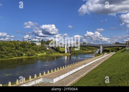 Landschaft mit dem Fluss Dnieper in Smolensk, Russland, Europa Stockfoto