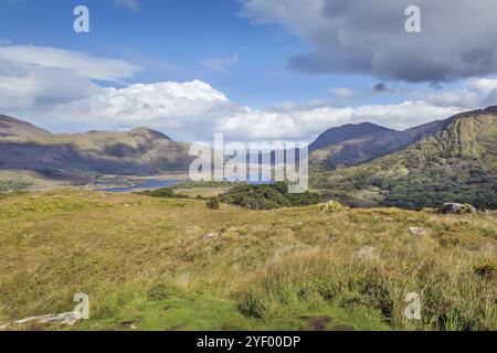 Die Landschaft von Ladies View ist ein malerischer Aussichtspunkt auf der Touristenroute Ring of Kerry. Irland Stockfoto