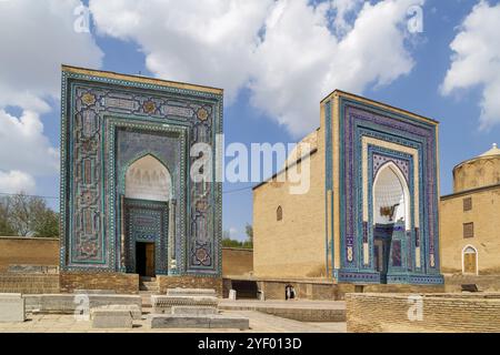 Komplex der Mausoleen Shahi Zinda in Samarkand, Usbekistan, Asien Stockfoto