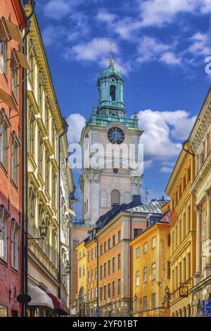 Die Kirche St. Nikolaus ist die älteste Kirche in Gamla Stan, der Altstadt im Zentrum Stockholms, Schweden, Europa Stockfoto