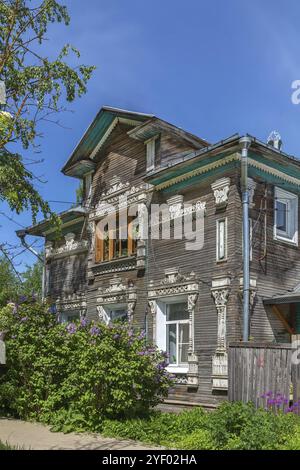 Holzhaus im Stadtzentrum von Vologda, Russland, Europa Stockfoto