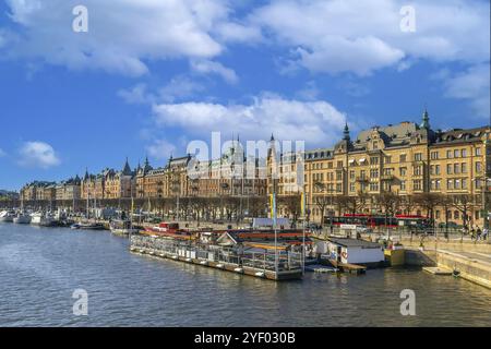 Blick auf Strandvagen von Djurgarden in Stockholm, Schweden, Europa Stockfoto