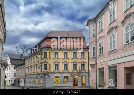 Straße i mit historischen Häusern in Eichstatt, Deutschland, Europa Stockfoto