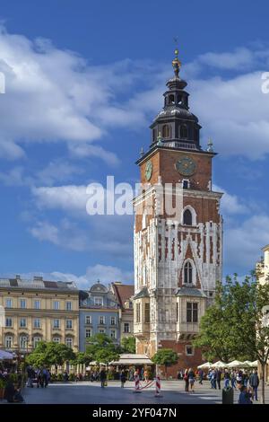 Rathausturm am Hauptmarkt in Krakau, Polen, Europa Stockfoto