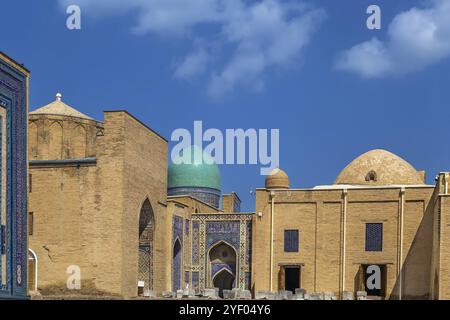 Komplex der Mausoleen Shahi Zinda in Samarkand, Usbekistan, Asien Stockfoto