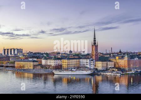 Blick auf Riddarholmen von der Insel Sodermalm in Stockholm, Schweden, Europa Stockfoto