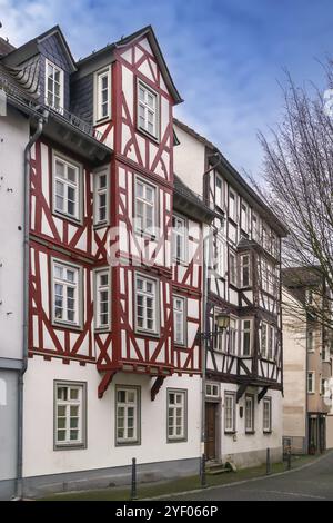 Straßenhistorie mit Fachwerkhäusern in Wetzlar, Deutschland, Europa Stockfoto