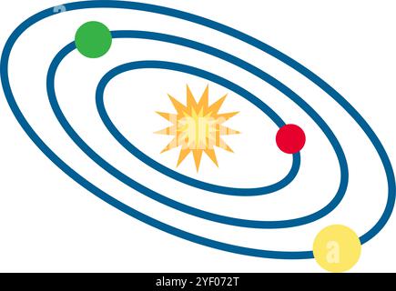 Vektor-Planetensystem-Element im Cartoon-Stil. Erforschung des Universumssymbols. Wunder des Kosmos, Astronomie-Wissenschaft. Die Abbildung ist Stock Vektor