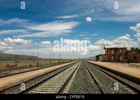 Estación de La Calahorra-Ferreira (Bahnhof La Calahorra-Ferreira), verwendet in der Eröffnungssequenz von „Once Upon a Time in the West“ (1968) Stockfoto