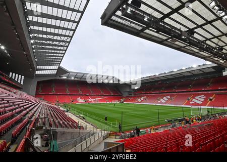 Liverpool, Großbritannien. November 2024. Eine allgemeine Ansicht von Anfield vor dem Premier League-Spiel Liverpool gegen Brighton und Hove Albion in Anfield, Liverpool, Vereinigtes Königreich, 2. November 2024 (Foto: Cody Froggatt/News Images) in Liverpool, Vereinigtes Königreich am 11.2.2024. (Foto: Cody Froggatt/News Images/SIPA USA) Credit: SIPA USA/Alamy Live News Stockfoto