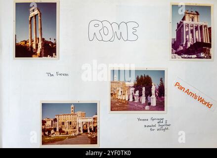 Sammelalbum des Kolosseums Schnappschüsse des Forums aus der panamerikanischen Stewardess Layover, 1973, Rom, Italien Stockfoto