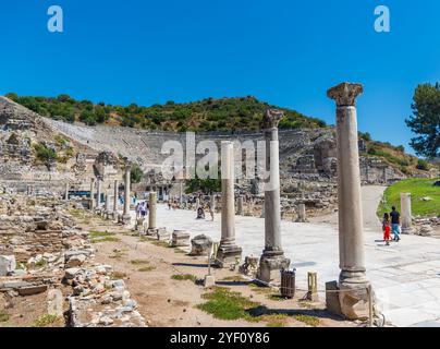 Das antike große Theater in der antiken griechischen Stadt Ephesus, Türkei. Stockfoto