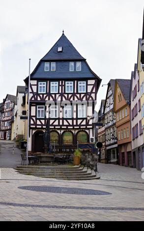 Typisches, altes Fachwerkhaus im Stadtzentrum von Wetzlar Stockfoto