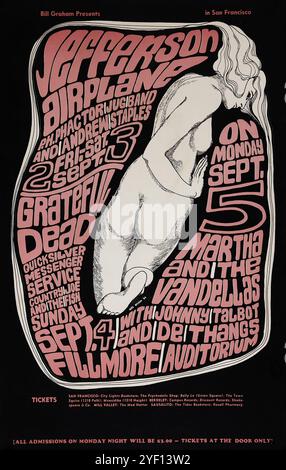 Jefferson Airplane – Grateful Dead, San Francisco, Fillmore Concert Poster (Bill Graham, 1966) Stockfoto