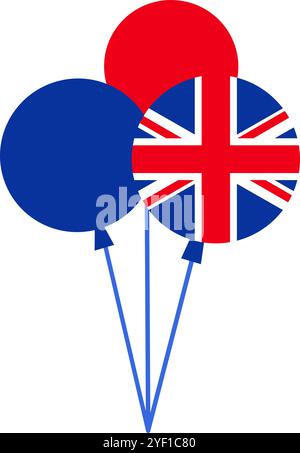Eine lebendige Vektor-Illustration eines Haufens von Ballons im Cartoon-Stil. Das britische Clip-Art-Element. Englische Sprache, britische Kultur, Historin Stock Vektor