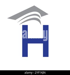 Letter H Education Logo Konzept mit Graduiertenmütze. Education Hat Symbol Vektor Stock Vektor