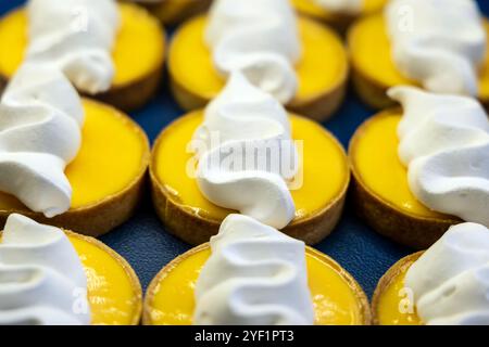 Zitronenbällchen in der Miel Bakery, London, England Stockfoto